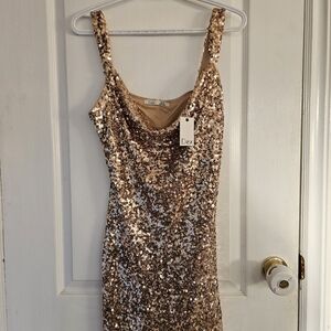 Dex Shimmering Gold Sequin Dress